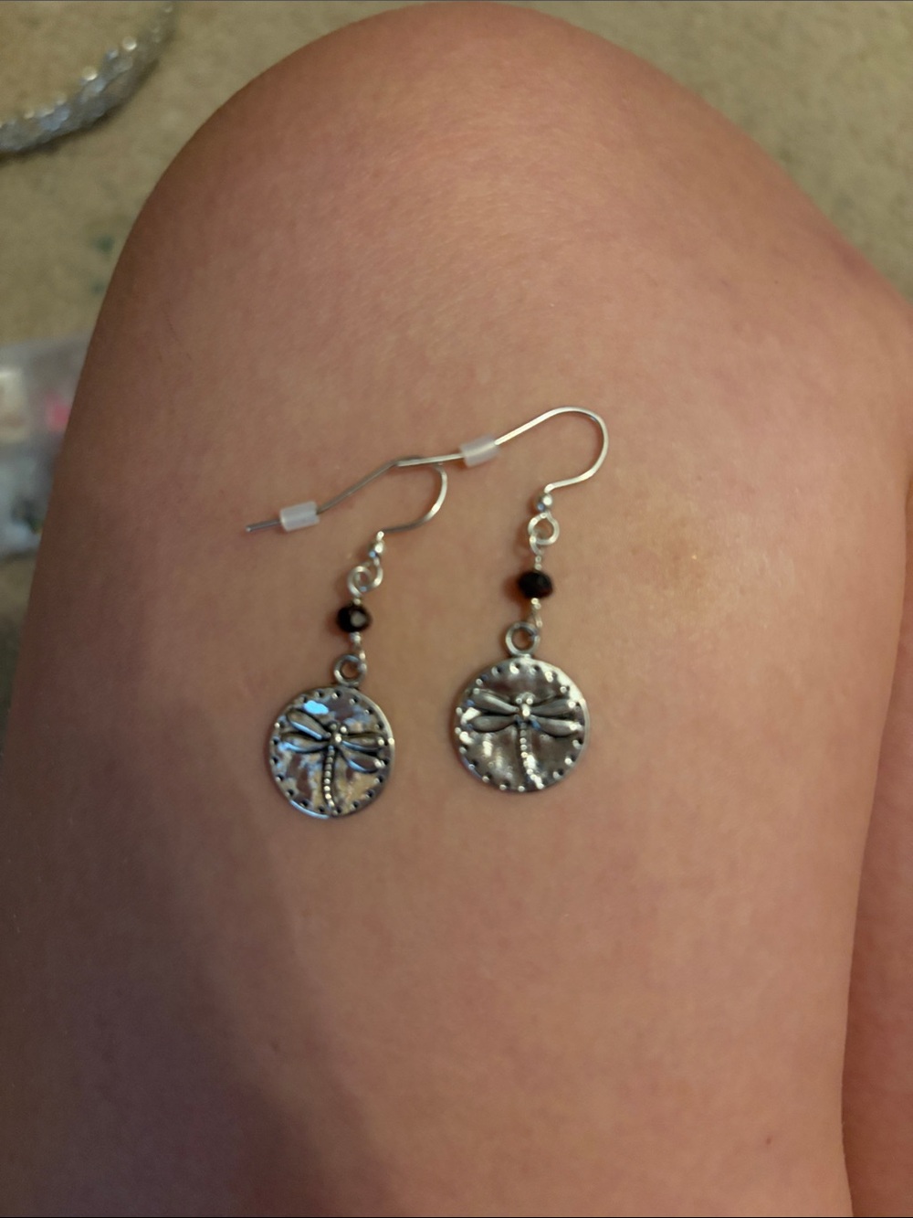 Silver Dragonfly Coin Drop Earrings - Women Jewelry